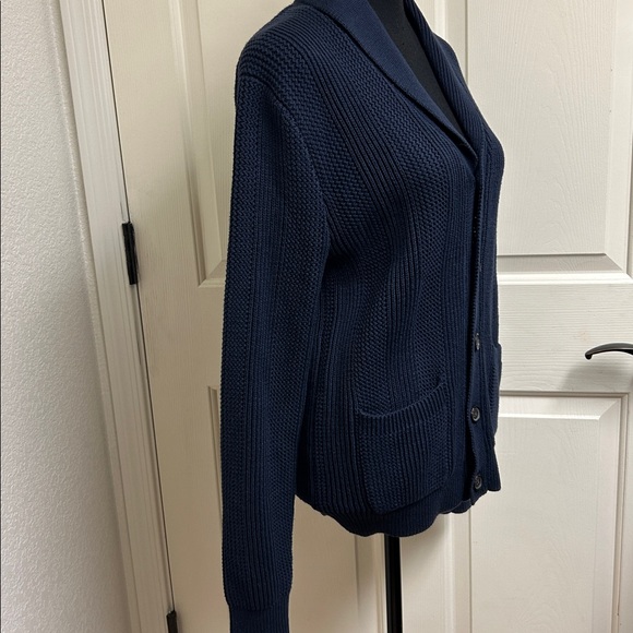 Brooks Brothers Red Fleece Shawl Collar Cardigan, Sz Small, Dark Blue, EUC - Picture 5 of 8